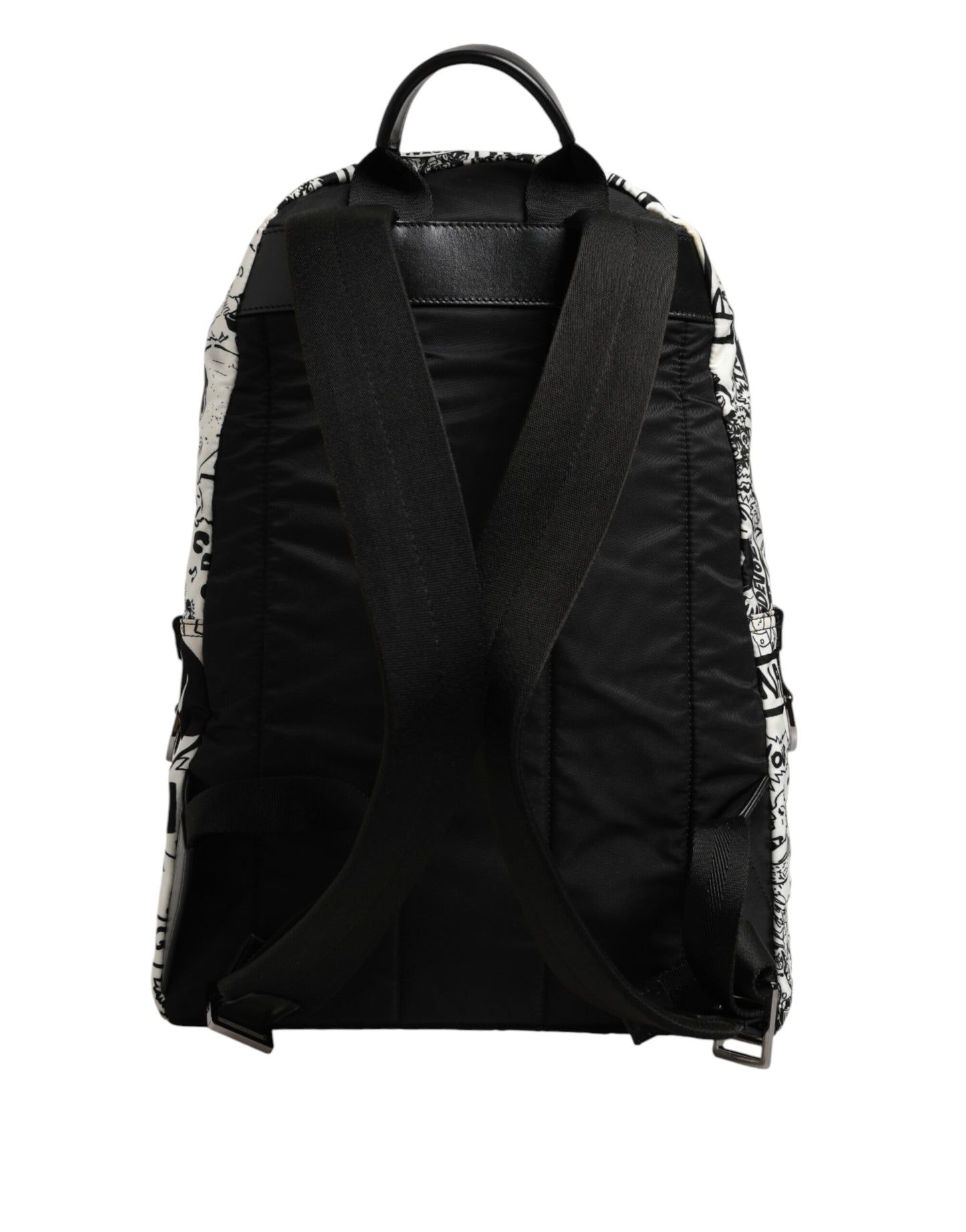 Dolce & Gabbana Black White Graffiti Print School Backpack Men Borse Bag