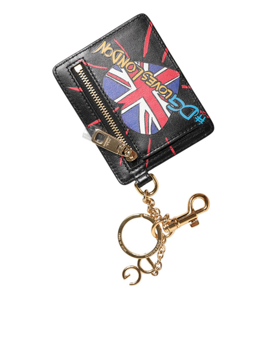 Dolce & Gabbana Black Leather #DGLovesLondon Cardholder Coin Case Keyring