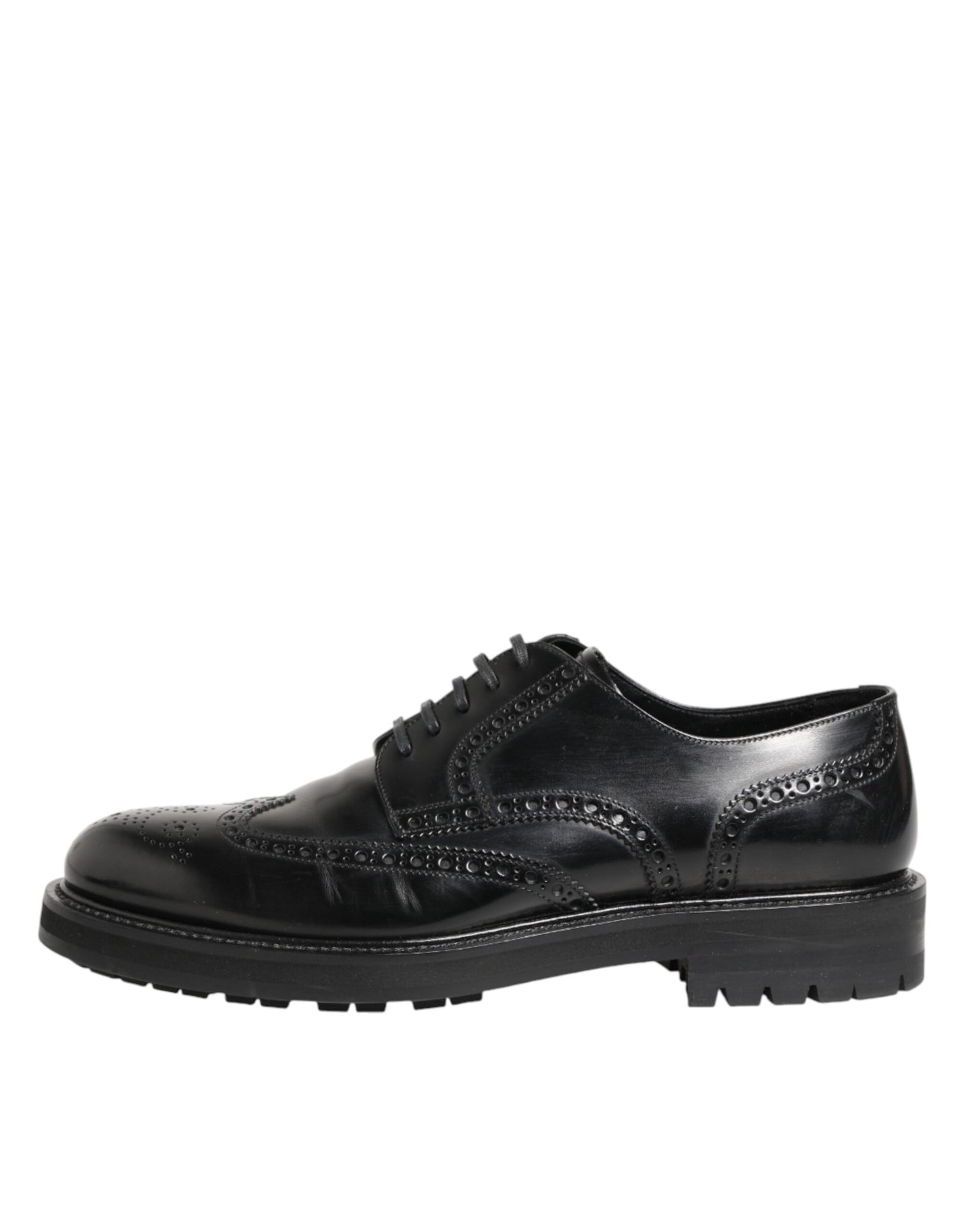 Dolce & Gabbana Black Calfskin Leather Derby Men Dress Shoes