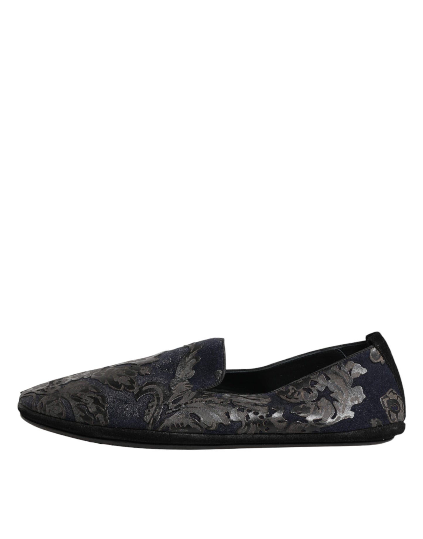 Dolce & Gabbana Black Jacquard Leather Slip On Loafers Shoes