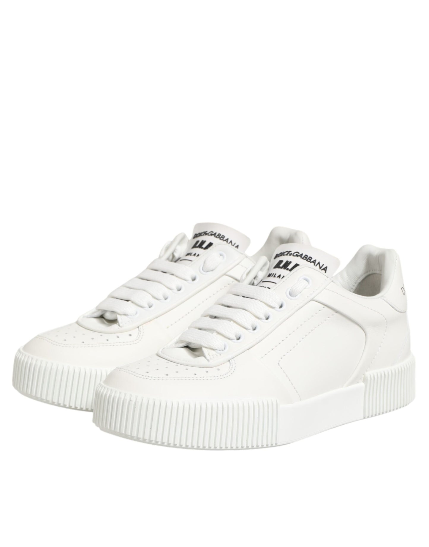 Dolce & Gabbana White Leather MIAMI Low Top Sneakers Shoes