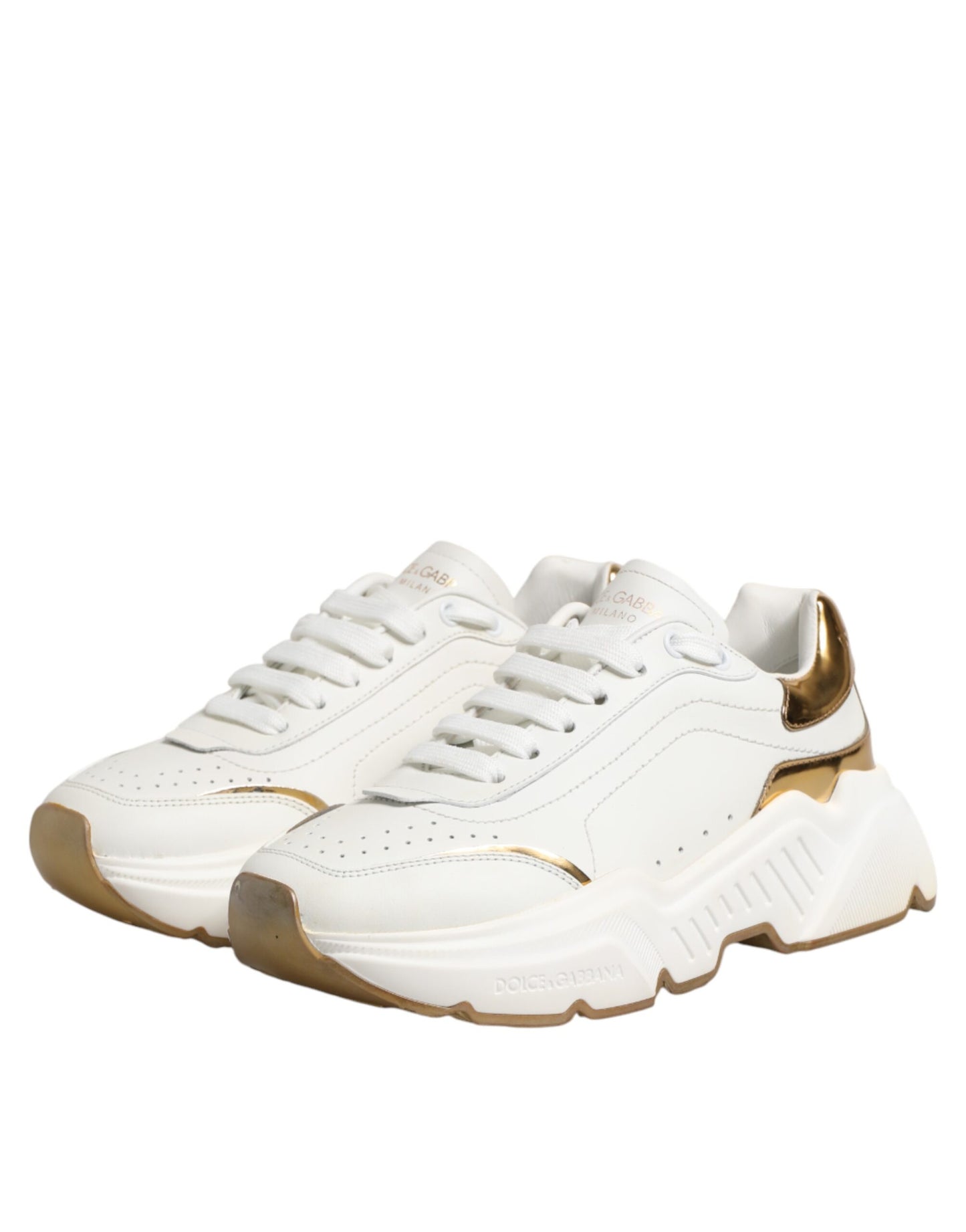 Dolce & Gabbana White Gold Daymaster Low Top Sneakers Shoes