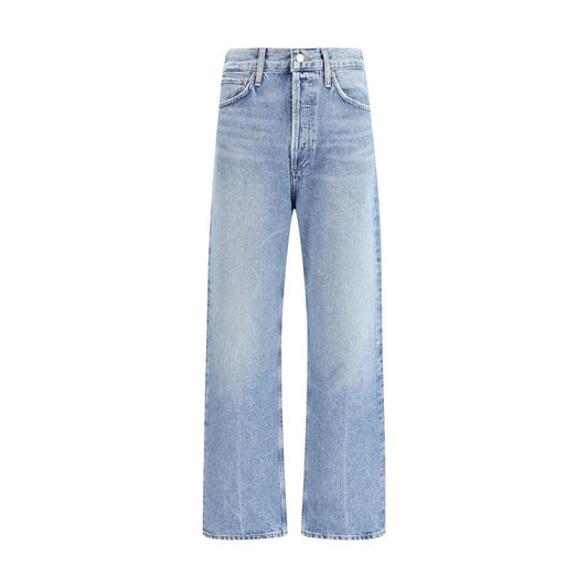 Agolde Light Blue Cotton Relaxed Fit Jeans