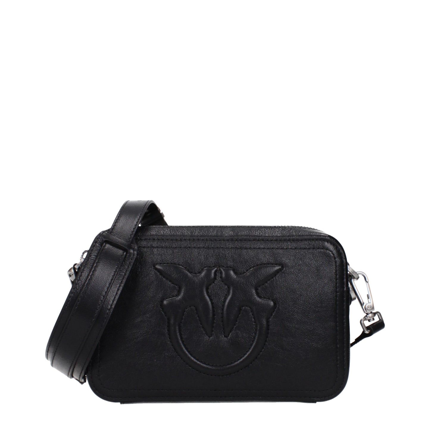 PINKO Black Leather Crossbody Bag
