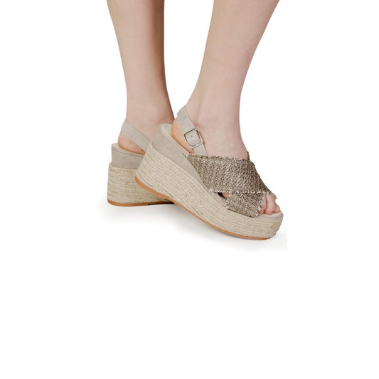 Espadrilles Bronze Cotton High Heel Pumps