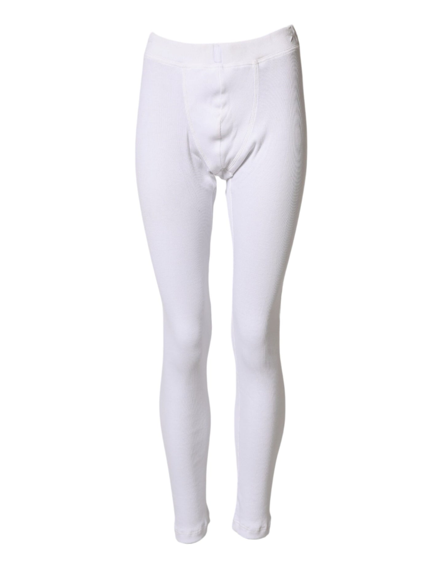 Dolce & Gabbana White Cotton Mid Waist Tights Leggings Pants