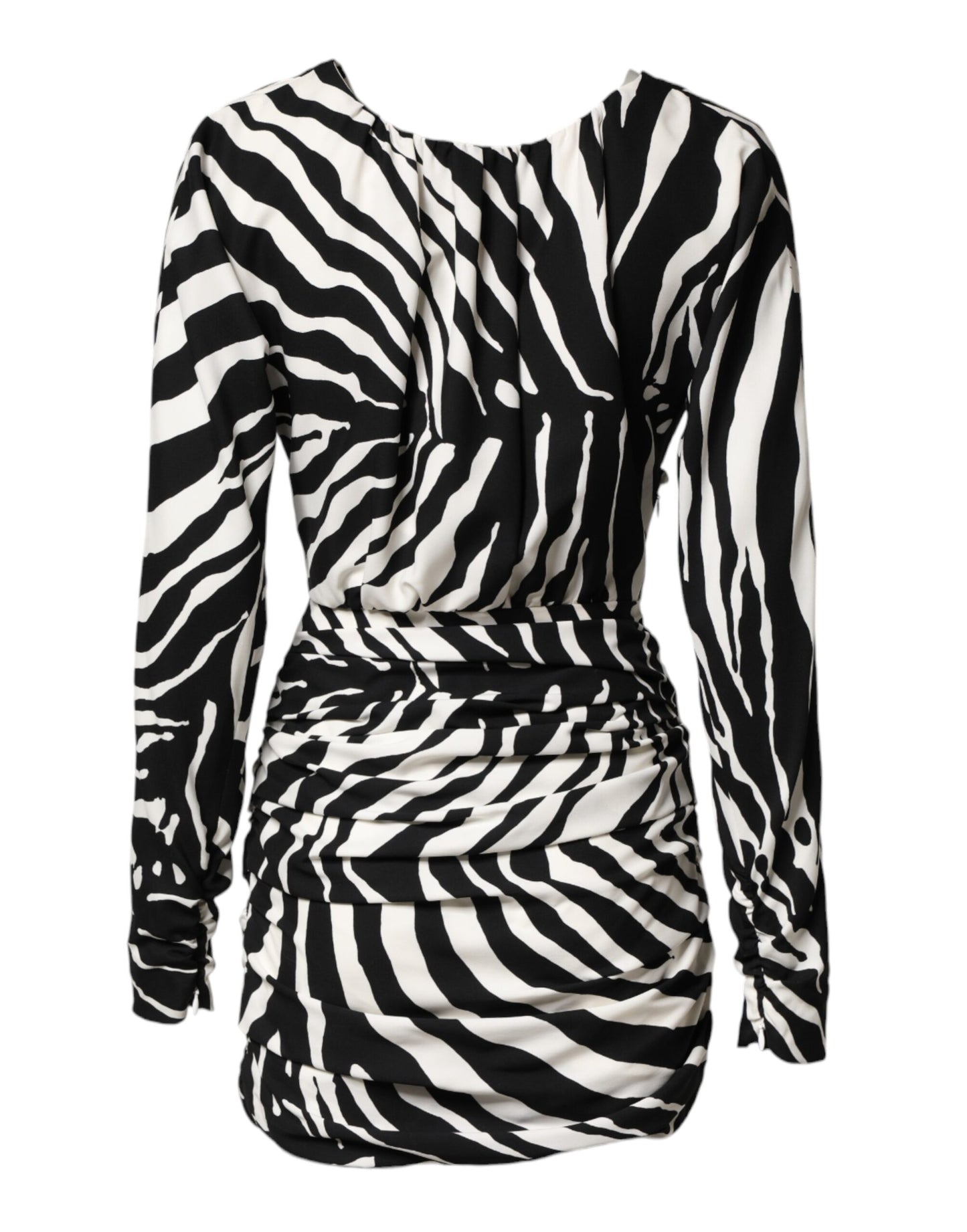 Dolce & Gabbana Black White Zebra Silk Sheath Mini Dress