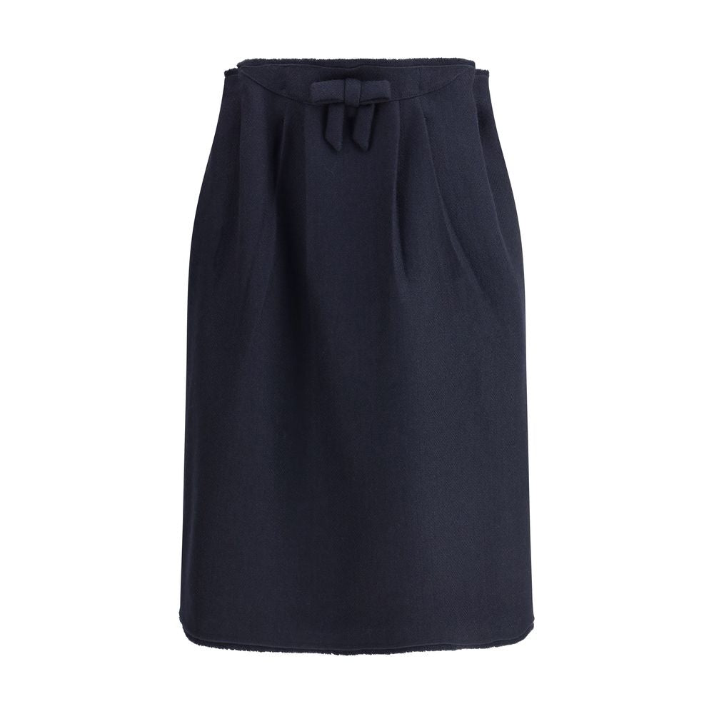 Prada Blue Fleece Wool Midi Skirt