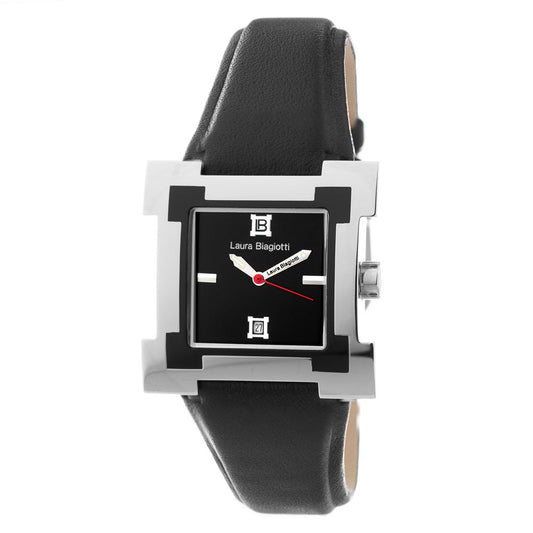 Laura Biagiotti Black Leather Dress Watch