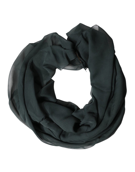 Dolce & Gabbana Dark Green Silk Neck Wrap Foulard  Scarf
