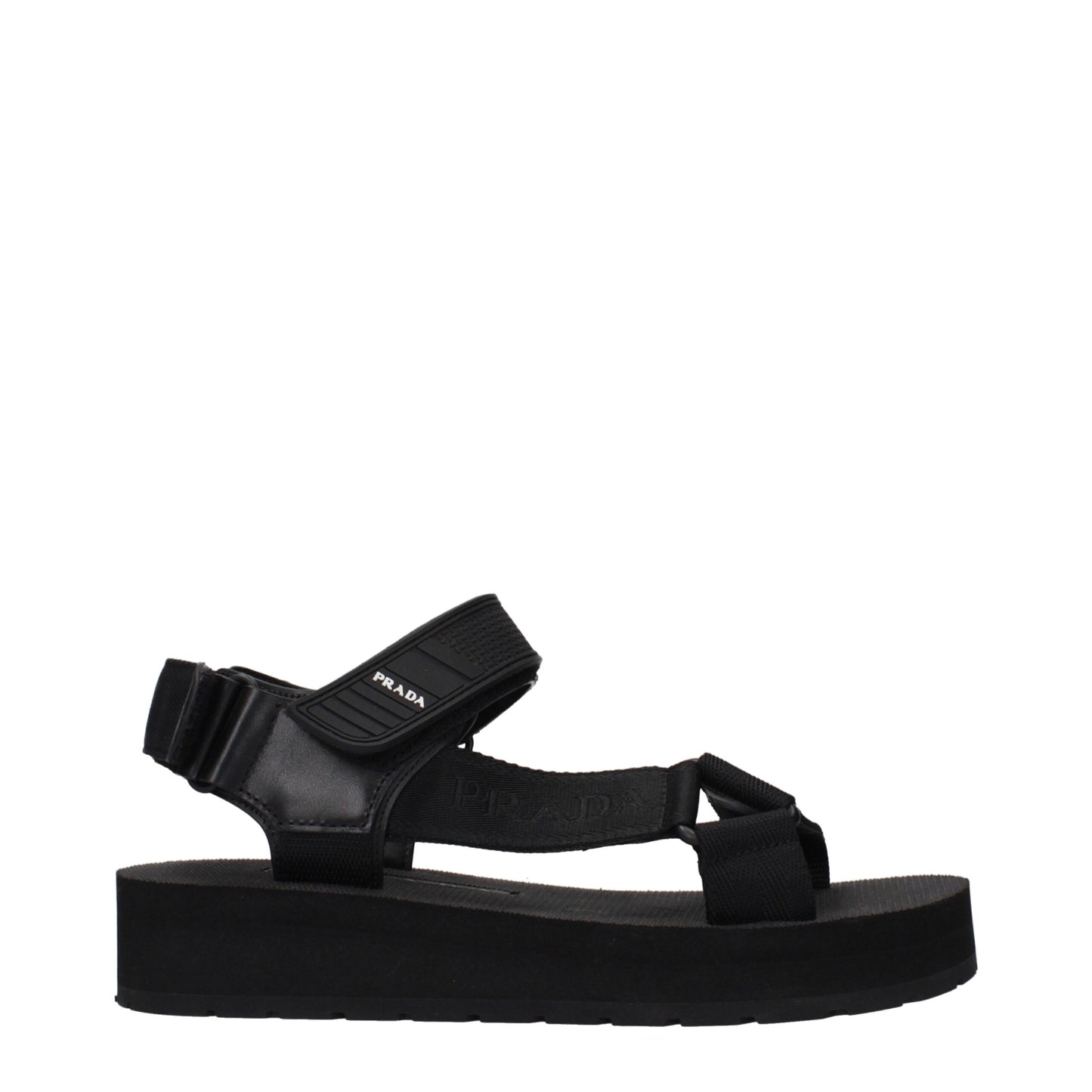 Prada Black Fabric Flat Sandals