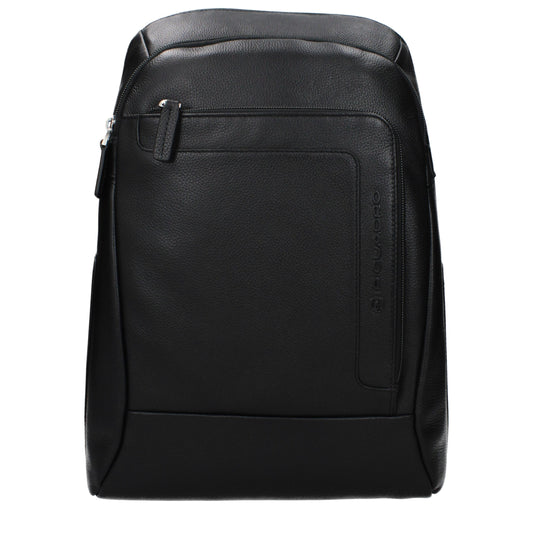 Piquadro Black Leather Backpack